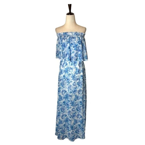 Show Me Your‎ Mumu Dress Women XS Blue White Floral Mama Blues Hacienda Maxi - Picture 2 of 12